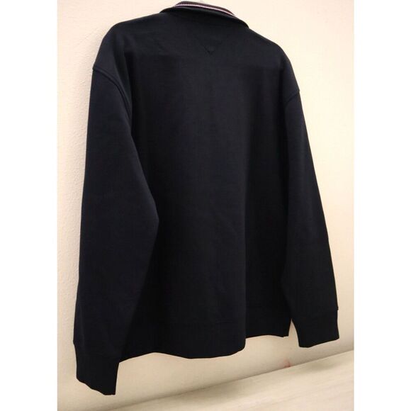 Tommy Hilfiger 78C6087-410 Men's Sz Large Navy Blue Logo 1/4 Zip Fleece Top - Picture 2 of 7